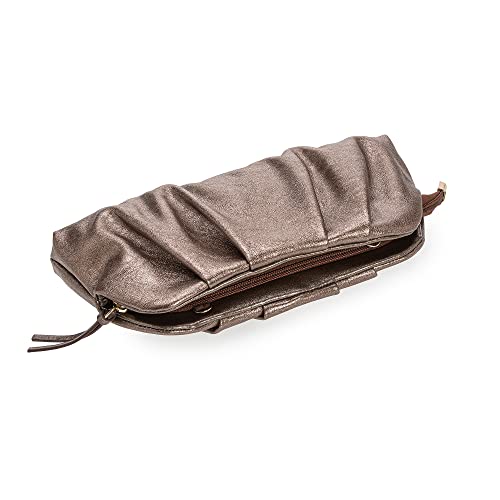 CHARMING TAILOR Chic Soft Vegan Leather Clutch Bag Dressy Pleated PU Evening Purse for Women (Bronze) - Image 5