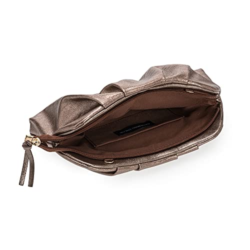 CHARMING TAILOR Chic Soft Vegan Leather Clutch Bag Dressy Pleated PU Evening Purse for Women (Bronze) - Image 4