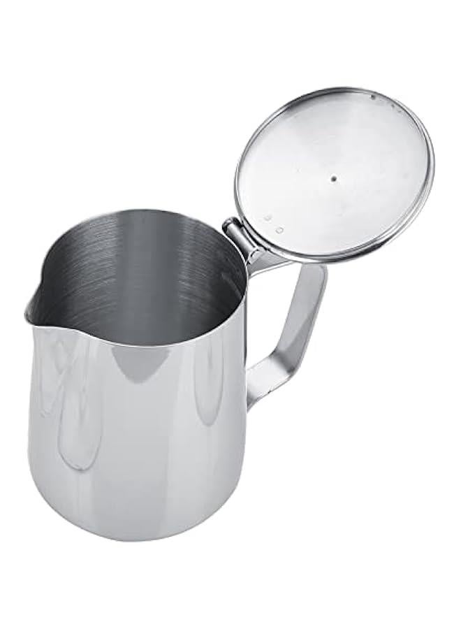Stainless Steel Milk Frothing Pitcher, Stainless Steel Coffee Cup Mug Milk Frothing Pitcher Jug with Lid for Latte Coffee Art for Office Kitchen with handle(350ml) - Image 4