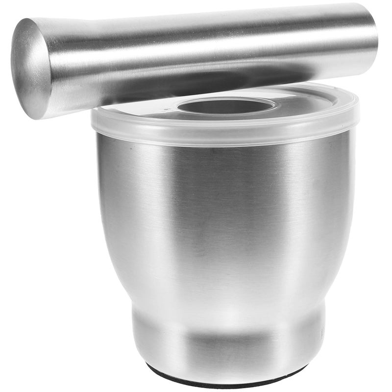 SUPVOX 304 Stainless Steel Garlic Crusher With Lid Mortar And Pestle Set Heavy Duty Spice Crusher Manual Kitchen Tool - Image 2