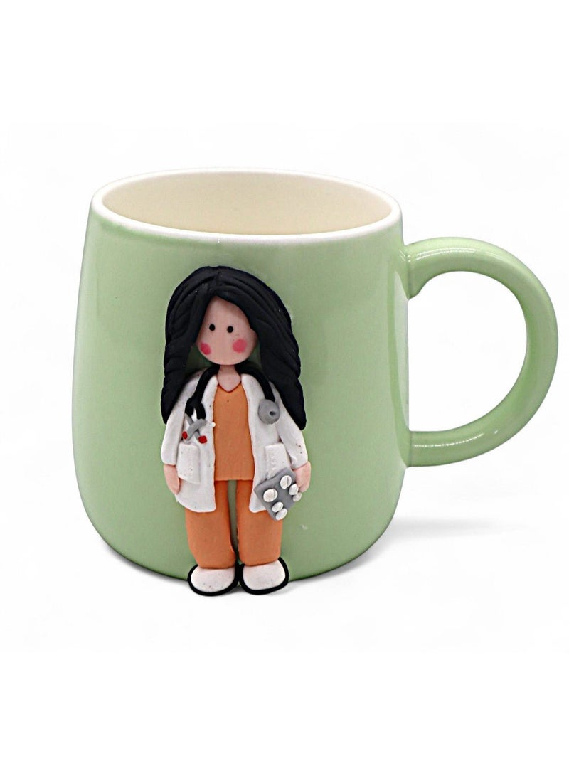 أي كي دي سي كوب سيراميك من AKDC باللون الأخضر مع طبعة مستوحاة من الأطباء - 200 مل هدية عملية - Image 1