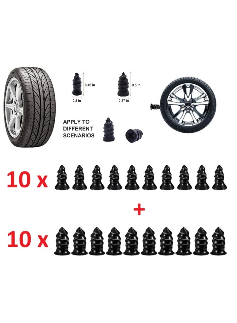 Tire Repair Nail Set With Screw Driver 10 Small And 10 Large Car Tire Fast Repair Screw Nails Easy Install Rubber Self-Service Tire Repair Tool Kit - Image 1