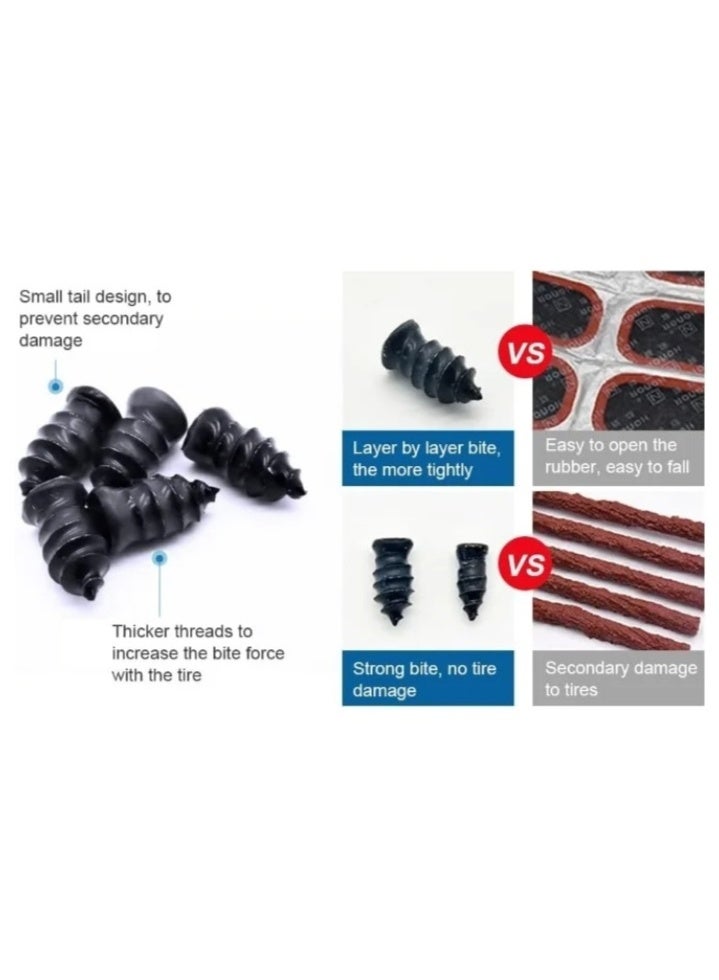 Tire Repair Nail Set With Screw Driver 10 Small And 10 Large Car Tire Fast Repair Screw Nails Easy Install Rubber Self-Service Tire Repair Tool Kit - Image 2