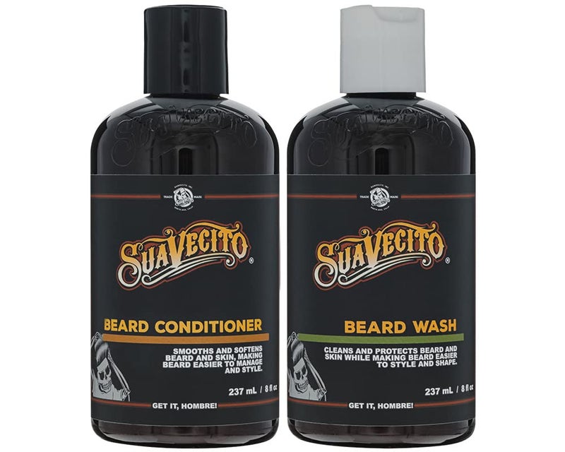 Suavecito Beard Wash Set Cleansing and Conditioning Beard Kit For Men 8 oz each