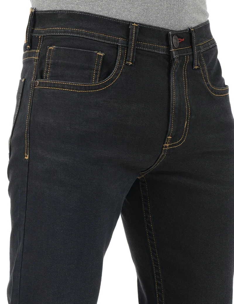 Inkd BLACK - Super Black Men's Slim Fit Jeans - Mid-Rise | Cotton Blend | Contrast Stitch | Stretchable Fabric | Classic 5 Pocket Styling for Men | Best Price UAE