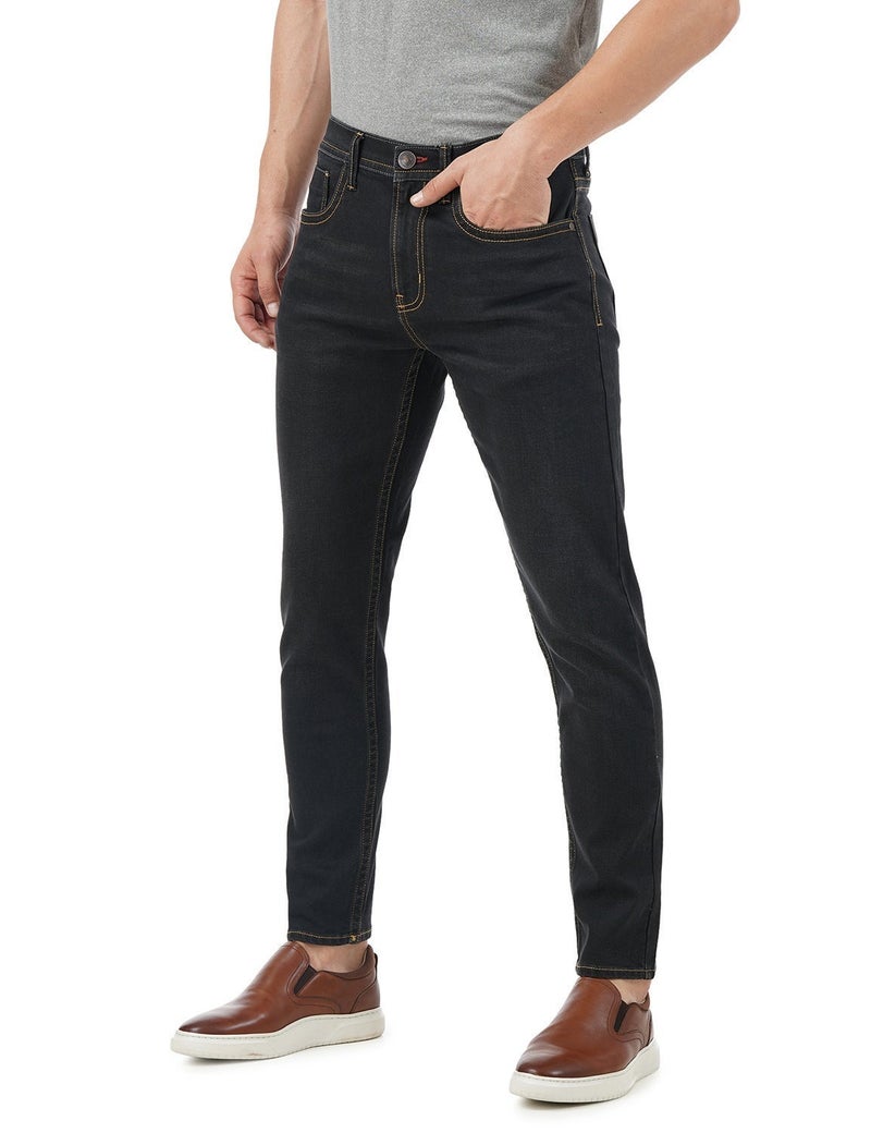 inkd جينز رجالي ضيق - متوسط الارتفاع | مزيج القطن | غرزة التباين | قماش قابل للتمدد | تصميم كلاسيك 5 بوكت - Image 1