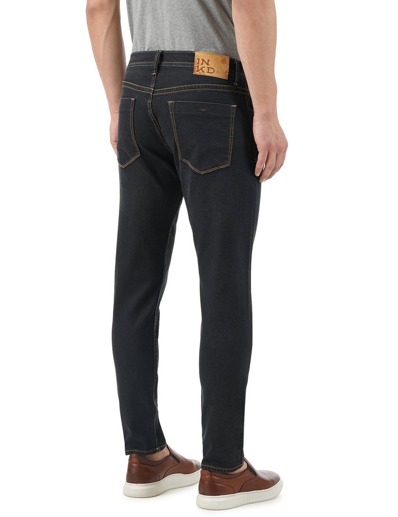 inkd جينز رجالي ضيق - متوسط الارتفاع | مزيج القطن | غرزة التباين | قماش قابل للتمدد | تصميم كلاسيك 5 بوكت - Image 3
