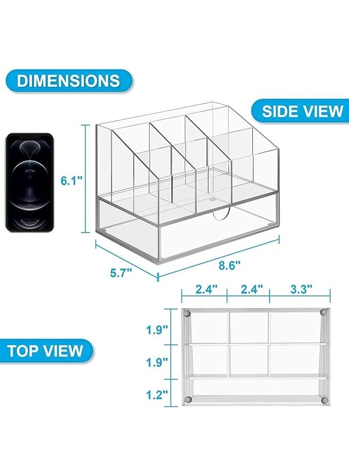 منظِّم مكتب أكريليك بـ 7 حجرات – حاوية لتنظيم الأقلام والقرطاسية للتخزين في المكتب. - Image 2