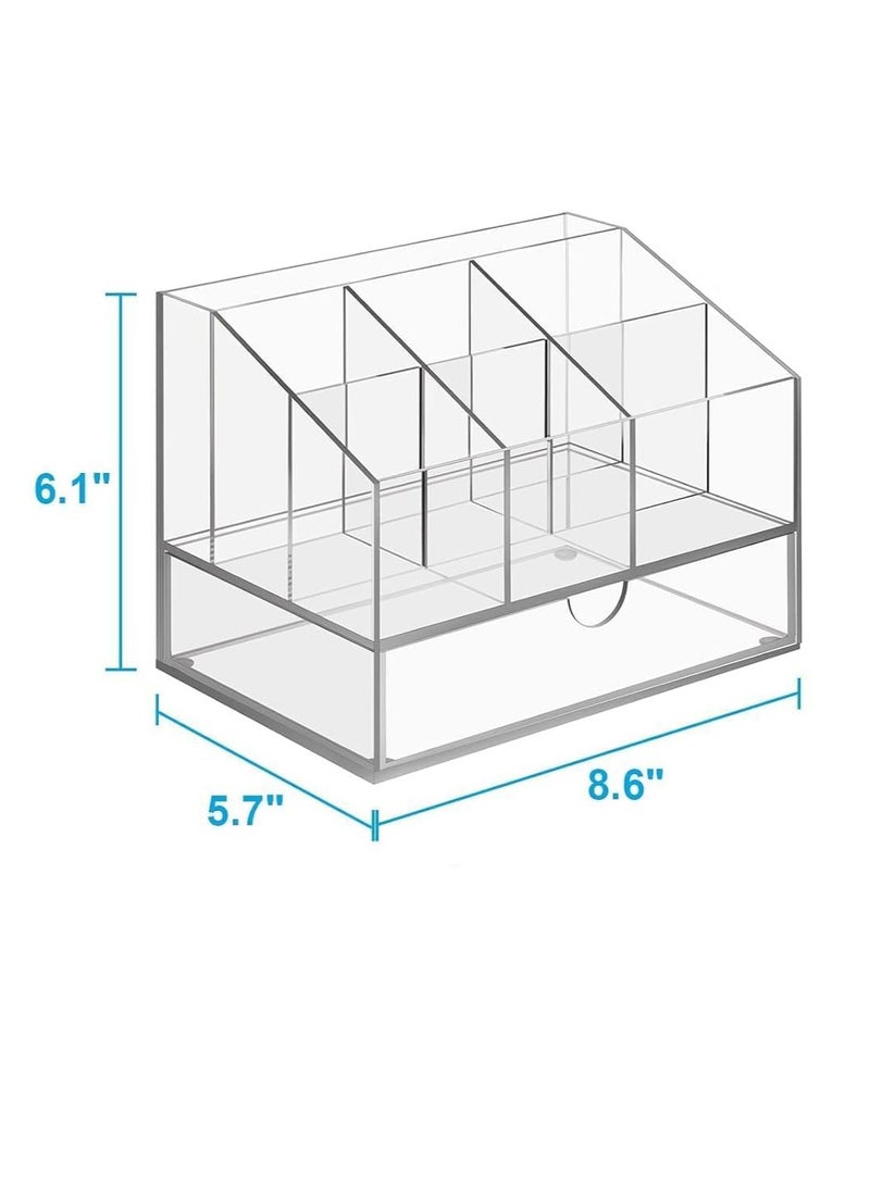 منظِّم مكتب أكريليك بـ 7 حجرات – حاوية لتنظيم الأقلام والقرطاسية للتخزين في المكتب. - Image 1