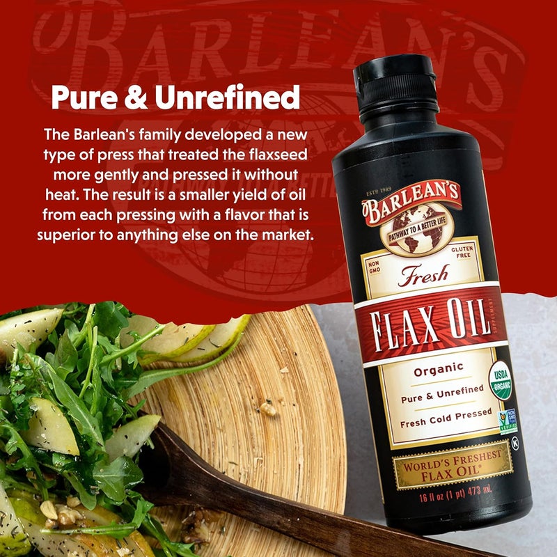 Barlean's Fresh Organic Flax Oil - 32 oz, Pure and Unrefined, Cold Pressed - Image 5