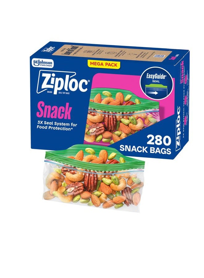 Ziploc Snack Bags for On the Go Freshness, Grip 'n Seal Technology for Easier Grip, Open, and Close, 280 Count - Image 1