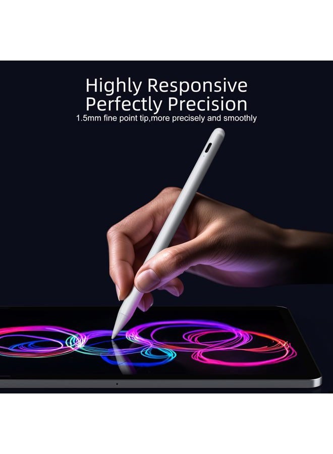 JAMJAKE Stylus Pen for iPad 6th-11th Generation-2X Fast Charge Active Pencil Compatible with 2018-2025 Apple iPad Pro 11"/12.9"/M4, iPad Air 3/4/5/M2/M3,iPad Mini 5/6 Gen-White - Image 2