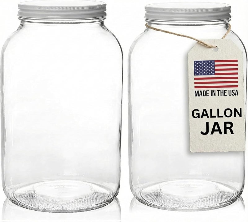 kitchentoolz Gallon Jar 1 Gallon Glass Jar with Lid – Wide Mouth Large Glass Jar for Fermenting, Pickling, Canning, Water Glassing Eggs, Kombucha, and Food Storage – BPA-Free, Made in USA (2-Pack) - Image 1