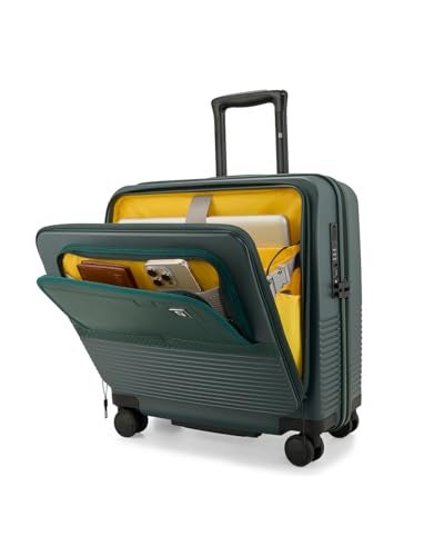 EUME Overnighter Pro Luggage Trolley for Travel 18 inch, Cabin Bag | Trolley Bag Small for Luggage | with Laptop Sleeve | 100% German Bayer Polycarbonate - Pine Green - Image 1