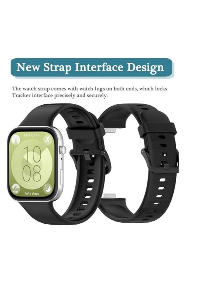 حَبْل تِك السيليكون الرياضة ساعة الشريط / ساعة الشريط ل هواوي ساعة تناسب 3 / تناسب 4 / تناسب 4 برو سمارت ووتش أبيض+الأسود+وردي - Image 2