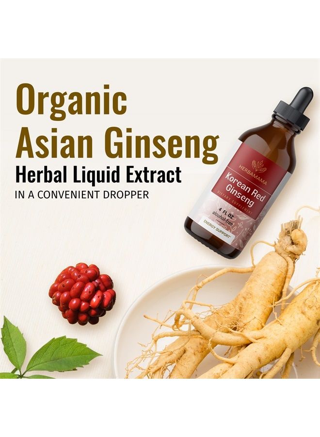 HERBAMAMA Ginseng Liquid Extract - Korean Red Ginseng Drops - Panax Ginseng Root Tincture Complex - Vegan Supplement - 4 fl oz - Image 5
