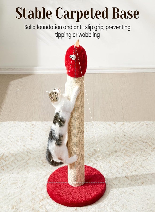 Fansafurn Cat Scratching Post, 22'' Cat Scratchers Tree Tower for Indoor Cat with Extra Wide 12" Stable Base, Scratching Post with Natural Sisal & Short Plush Fabric for Small, Medium Kitty, Red - Image 5