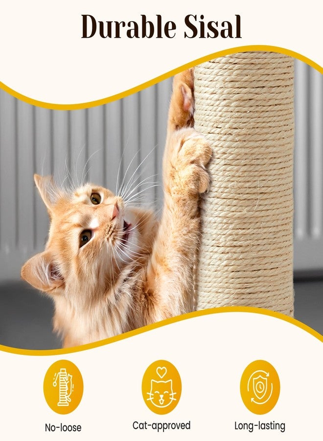 Fansafurn Cat Scratching Post, 22'' Cat Scratchers Tree Tower for Indoor Cat with Extra Wide 12" Stable Base, Scratching Post with Natural Sisal & Short Plush Fabric for Small, Medium Kitty, Red - Image 4