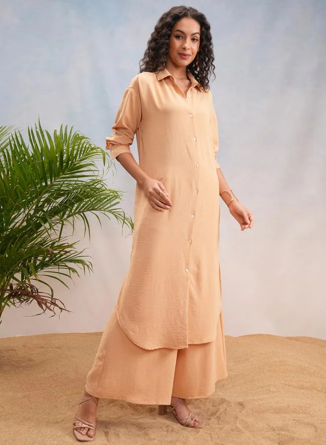 Vishudh Solid Dropped Shoulder Tunic & Palazzo Pants Co-Ords by Styli