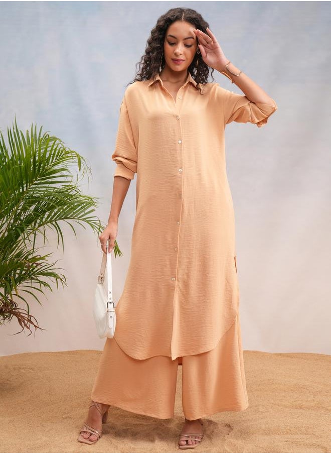 Vishudh Solid Dropped Shoulder Tunic & Palazzo Pants Co-Ords by Styli  - Image 2