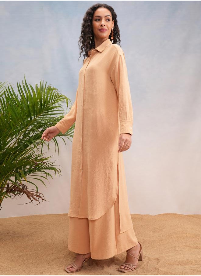Vishudh Solid Dropped Shoulder Tunic & Palazzo Pants Co-Ords by Styli  - Image 4
