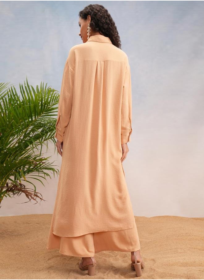 Vishudh Solid Dropped Shoulder Tunic & Palazzo Pants Co-Ords by Styli  - Image 3