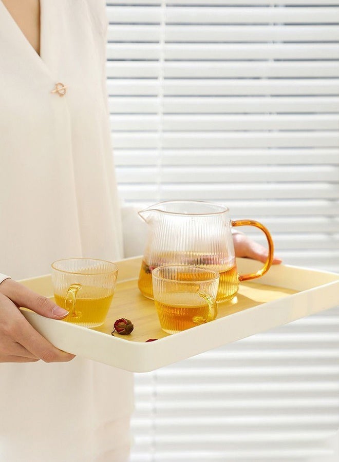 Joybos Imitation Wood Grain Tray Plastic Dinner Tray Fruit Tray Decorative Tray for Coffee Table, Tea, Storage 34.8*23*3.1cm - Image 2