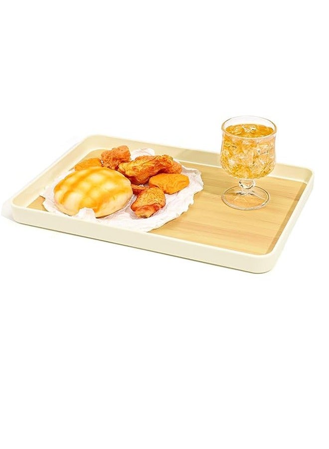 Joybos Imitation Wood Grain Tray Plastic Dinner Tray Fruit Tray Decorative Tray for Coffee Table, Tea, Storage 34.8*23*3.1cm - Image 4