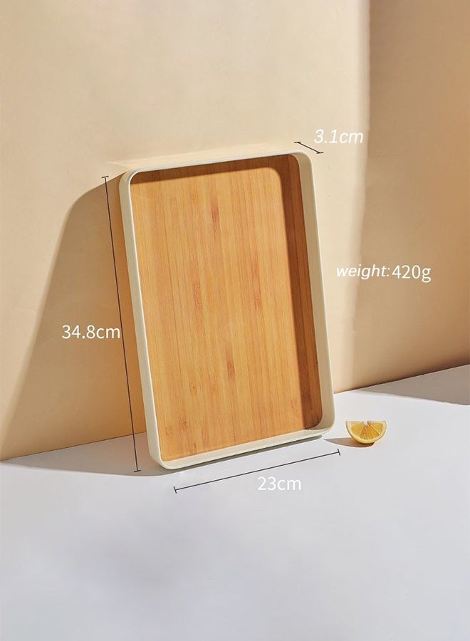 Joybos Imitation Wood Grain Tray Plastic Dinner Tray Fruit Tray Decorative Tray for Coffee Table, Tea, Storage 34.8*23*3.1cm - Image 5