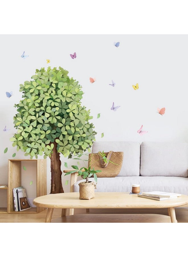Runtoo Large Green Tree Wall Decal Plant Butterfly Wall Stickers for Living Room Bedroom Classroom Kids Nursery Wall Decor - Image 2