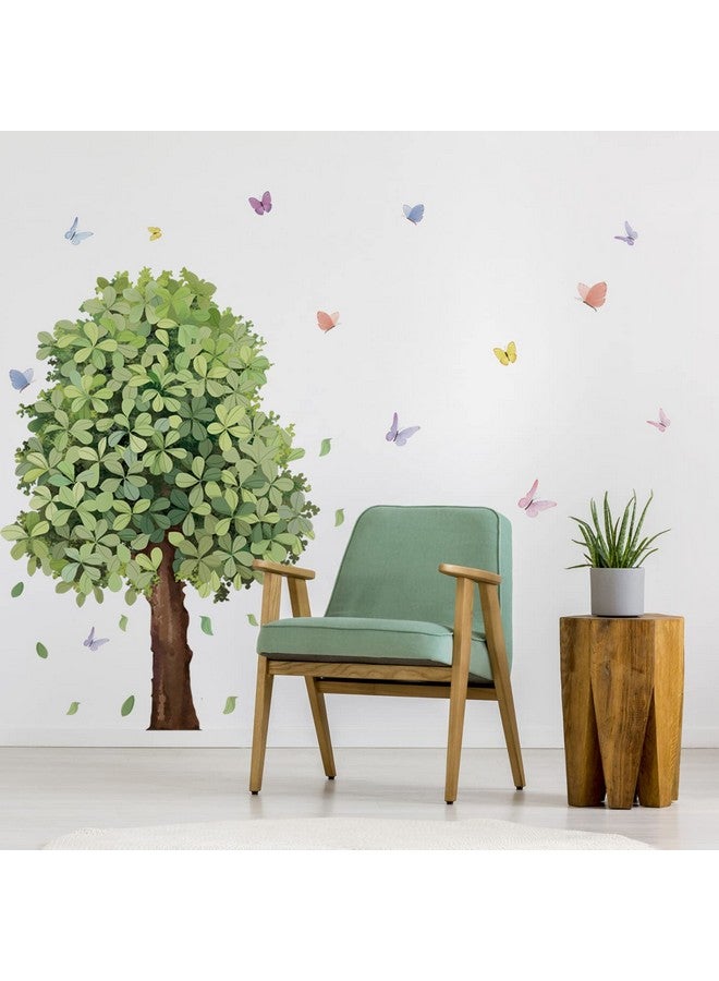 Runtoo Large Green Tree Wall Decal Plant Butterfly Wall Stickers for Living Room Bedroom Classroom Kids Nursery Wall Decor - Image 3