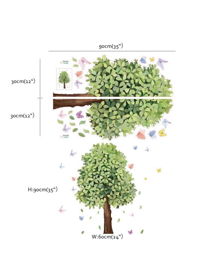 Runtoo Large Green Tree Wall Decal Plant Butterfly Wall Stickers for Living Room Bedroom Classroom Kids Nursery Wall Decor - Image 4