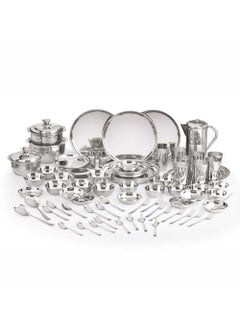Neelam Neelam Stainless Steel 24 Gauge, Premium 81 Pieces Dinner Set, Ideal Gifting Dinner Set, Ideal for Special Occasions Like Anniversary, Wedding, Housewarming Party, Dishwasher Safe, Silver  - Image 1