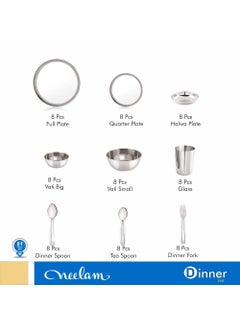 Neelam Neelam Stainless Steel 24 Gauge, Premium 81 Pieces Dinner Set, Ideal Gifting Dinner Set, Ideal for Special Occasions Like Anniversary, Wedding, Housewarming Party, Dishwasher Safe, Silver  - Image 3