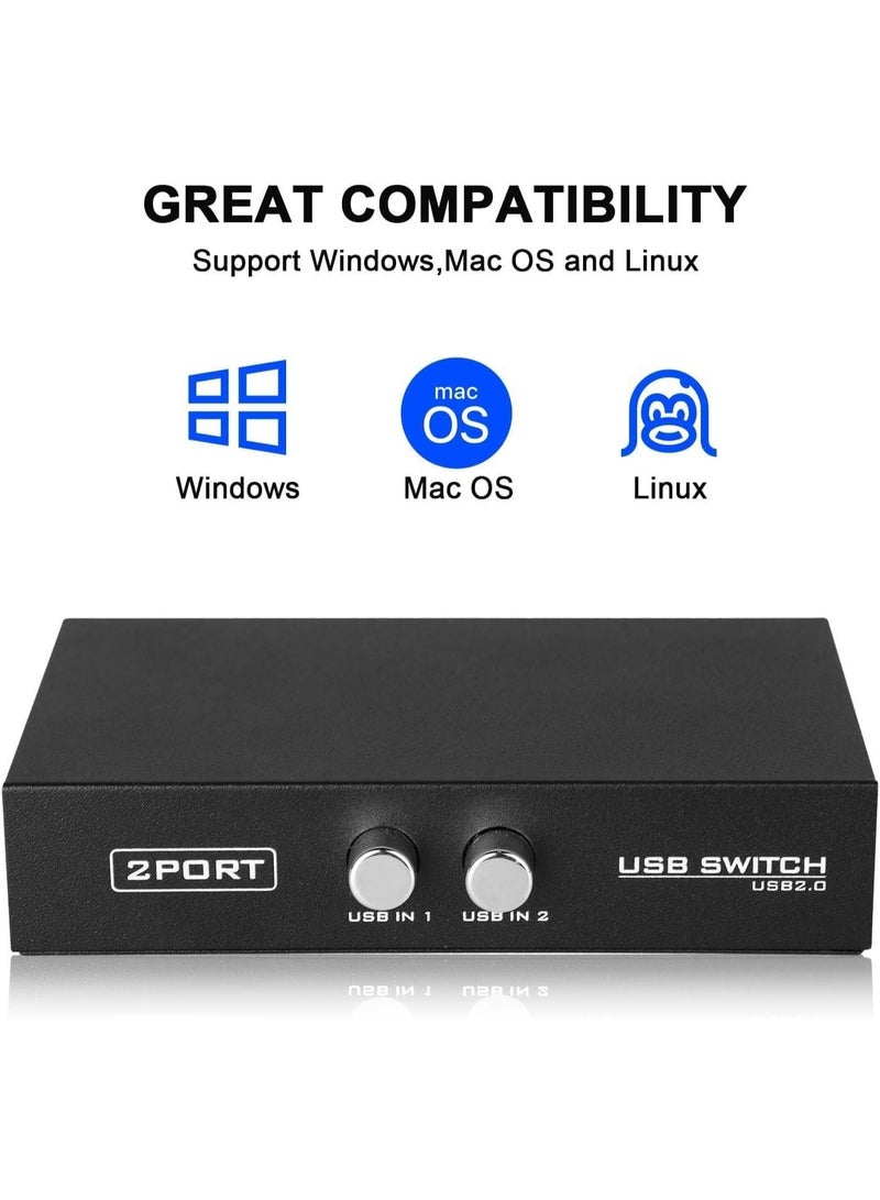 EEEKit 2 Port USB 2.0 Manual Sharing Switch Hub, Printer Scanner Splitter Adapter with 2 Pack USB A to B Cables - Image 4
