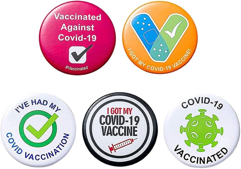 klarako 5Pcs Vaccine Button Pins Vaccine Vaccinated Recipient Notification Encouraged Public Health Pin Button Badges Vaccinated for Adults and Kids - Image 2
