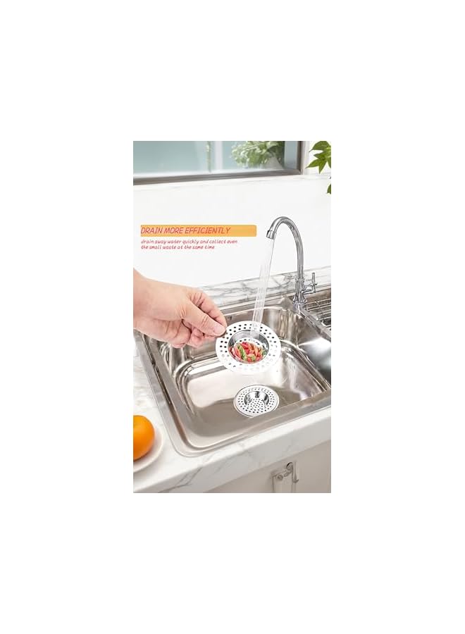 The Bros 2 قطع من سدادة مصفاة حوض من الفولاذ المقاوم للصدأ - واقي تصريف قياسي للحمام/المطبخ، جامع شعر لحوض الاستحمام/الدش 3 بوصات (7.5 سم) - Image 5