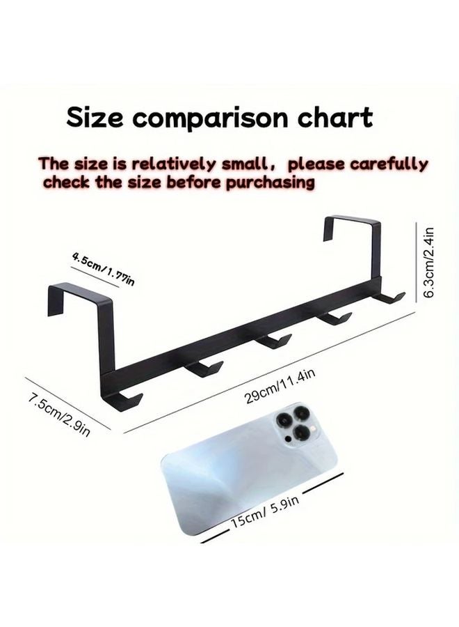 رفرف منشفة معدني أسود مع خطاف 5 مثبت على الحائط مقاوم للصدأ موفر للمساحة منظّم - Image 4