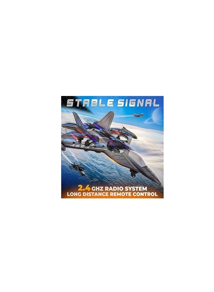 طائرة مقاتلة عائمة رباعية المراوح بتردد 2.4 جيجاهرتز مع حركات بهلوانية بزاوية 360 درجة، وأضواء LED، وشحن USB، ولفافة ثلاثية الأبعاد بزر واحد - مثالية للمبتدئين والأطفال والكبار, هليكوبتر ريموت - Image 2