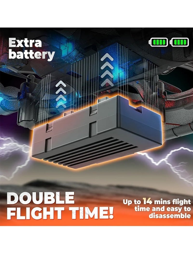 طائرة مقاتلة عائمة رباعية المراوح بتردد 2.4 جيجاهرتز مع حركات بهلوانية بزاوية 360 درجة، وأضواء LED، وشحن USB، ولفافة ثلاثية الأبعاد بزر واحد - مثالية للمبتدئين والأطفال والكبار, هليكوبتر ريموت - Image 5