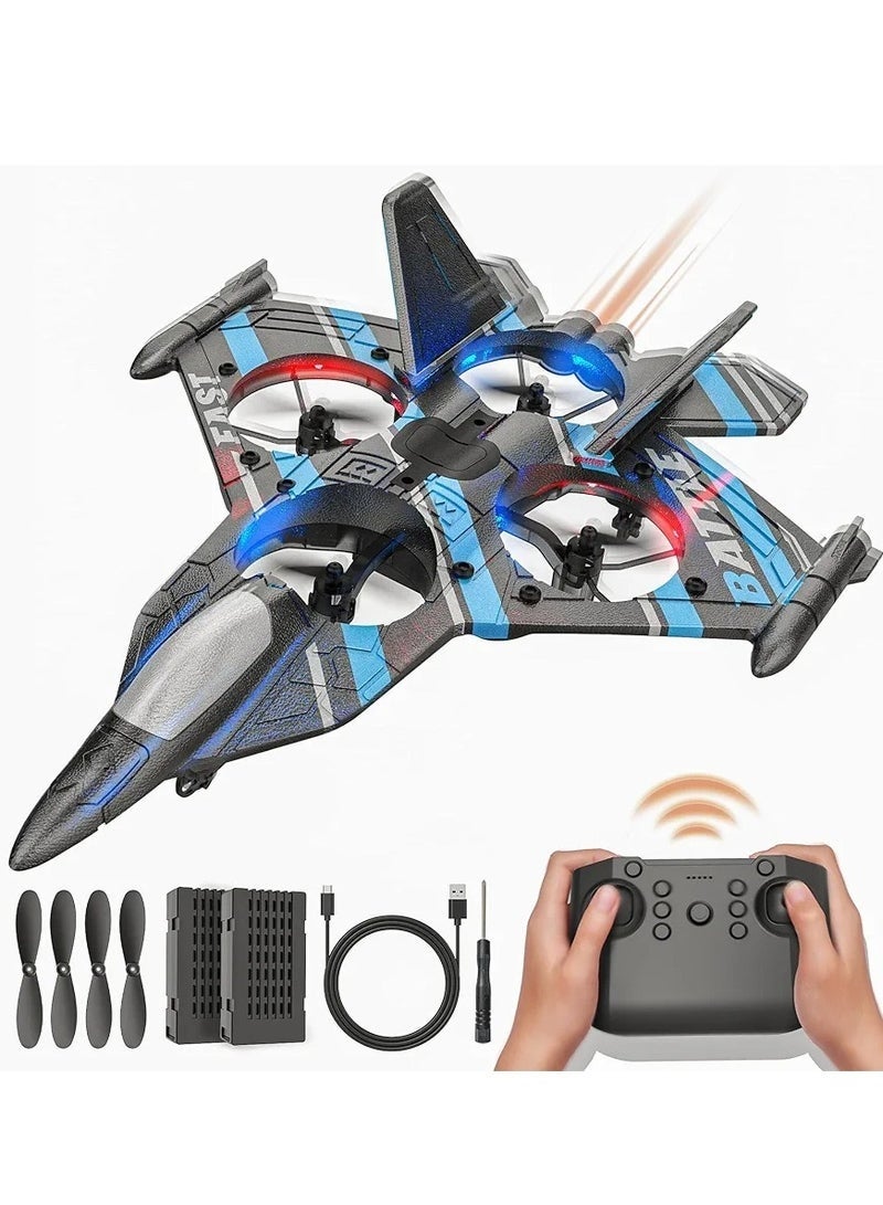 طائرة مقاتلة عائمة رباعية المراوح بتردد 2.4 جيجاهرتز مع حركات بهلوانية بزاوية 360 درجة، وأضواء LED، وشحن USB، ولفافة ثلاثية الأبعاد بزر واحد - مثالية للمبتدئين والأطفال والكبار, هليكوبتر ريموت - Image 1