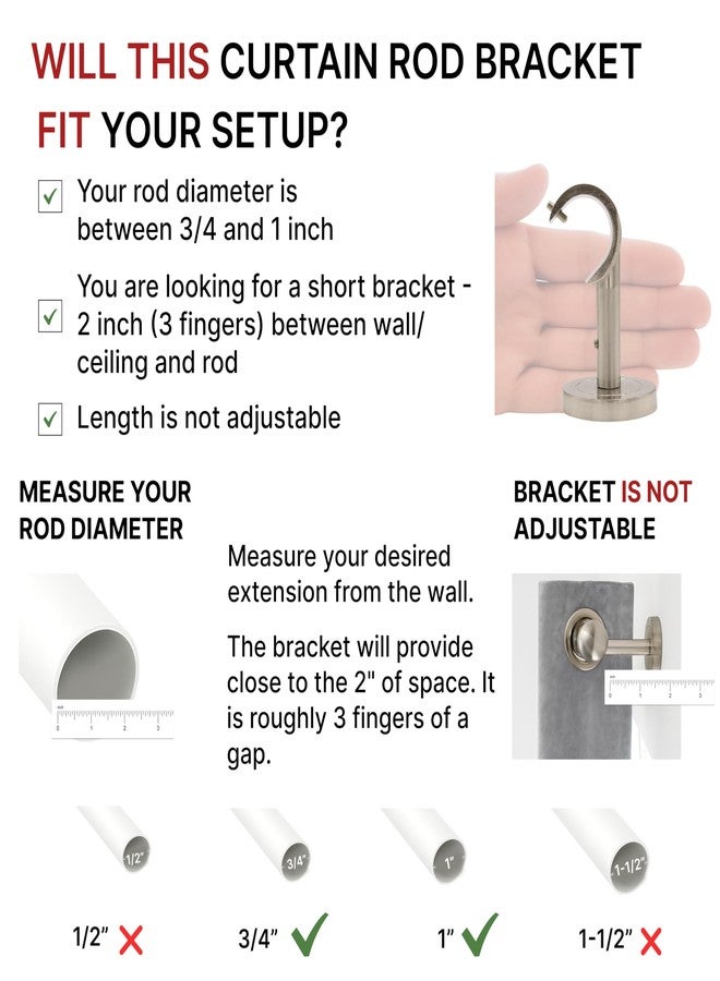 A Key Tech Ceiling Bracket Brushed Nickel - Set of 2 - Image 2