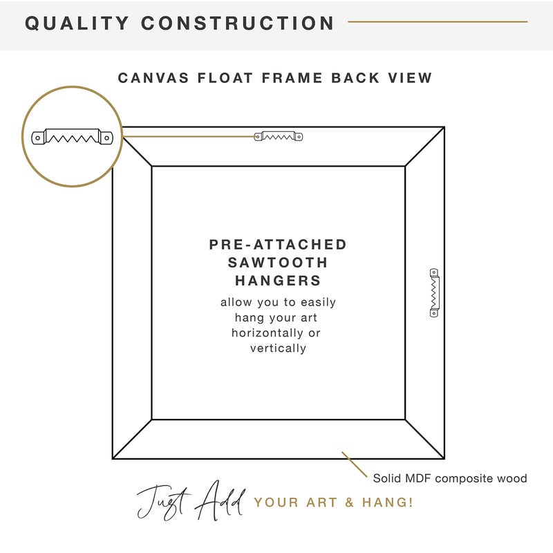 MCS Canvas Float Frames 12x12 Frame, Black Square Frame for Finished Canvases, Vertical & Horizontal Wall Hanging for Canvas Paintings (1-Pack) - Image 5