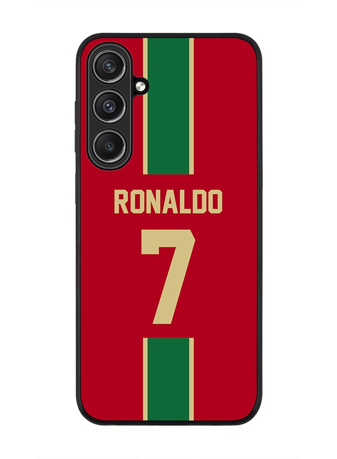 Stylizedd حافظة حواف سوداء متينة لهاتف سامسونج جالاكسي S23 FE، حافظة هاتف رفيعة مخصصة - فريق كرة القدم - البرتغال، اسم اللاعب - رونالدو - Image 1