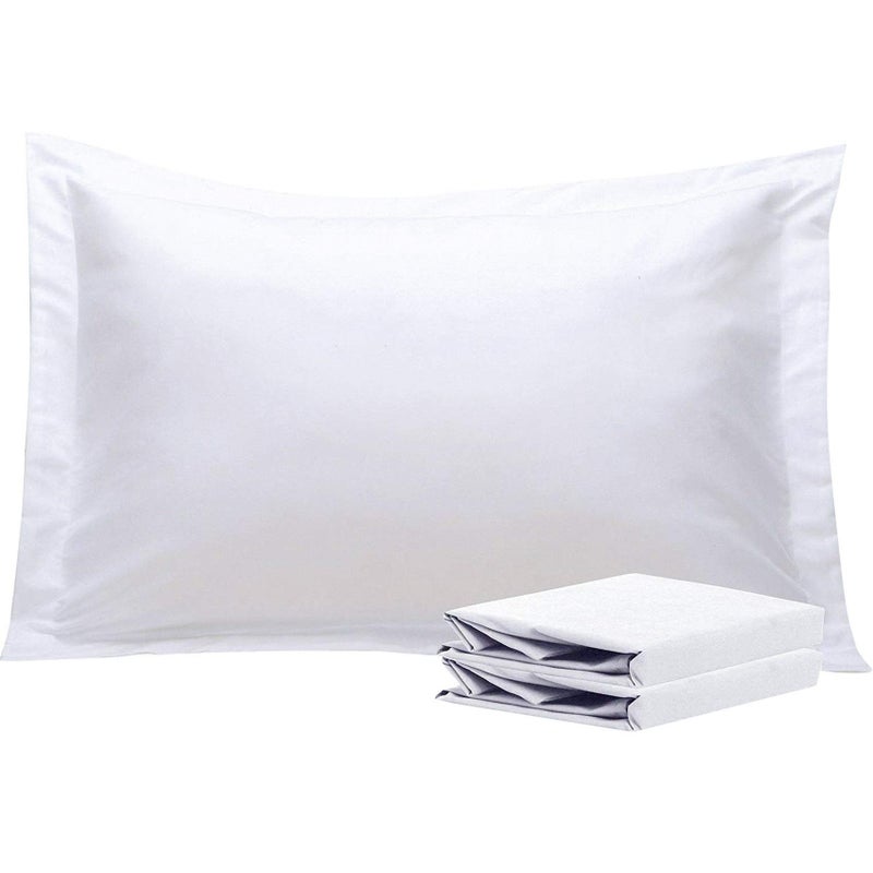 NTBAY Queen Pillow Shams  2 Pack Brushed Microfiber 20x30 Sham Covers  Super Soft and Cozy Wrinkle Fade Stain Resistant 20x30 Inches Oxford Pillowcases White