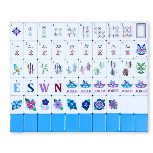 Arrowbash 160 Pcs American Mah Jong Set 12 x 087 Inches Blue Back Melamine Mini Mahjong Tiles Carved Pattern for Adult Social Games Mahjong Lovers Beginners - Image 1