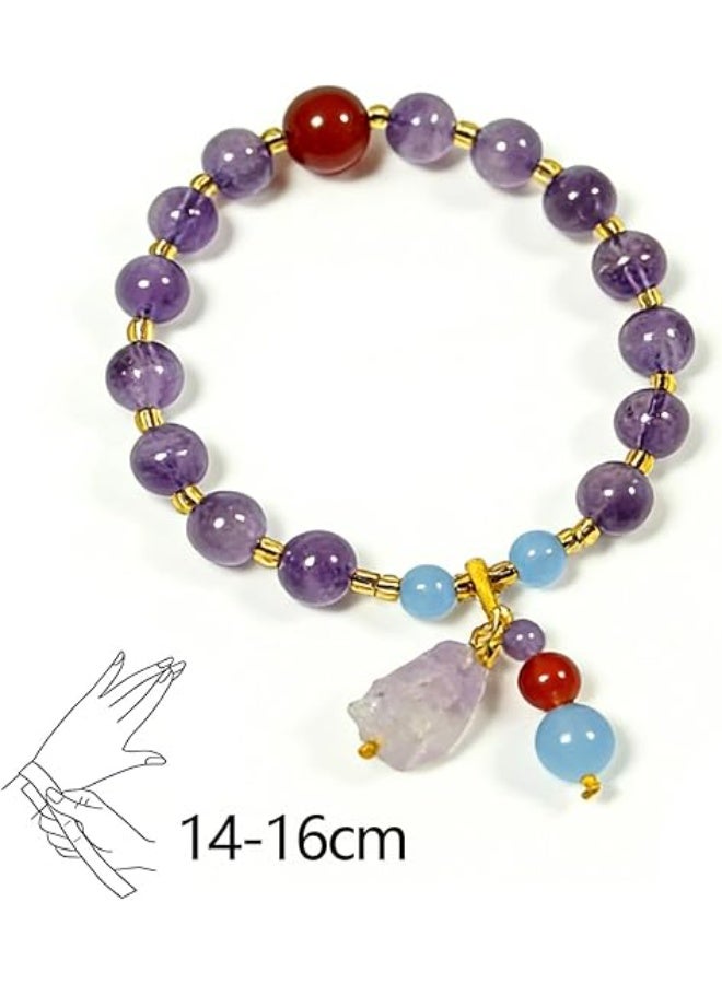 Runyang Natural Amethyst Raw Crystal Bracelet, Unisex Healing Gemstone Jewelry, Unique Spiritual Gift for Women & Men - Image 3