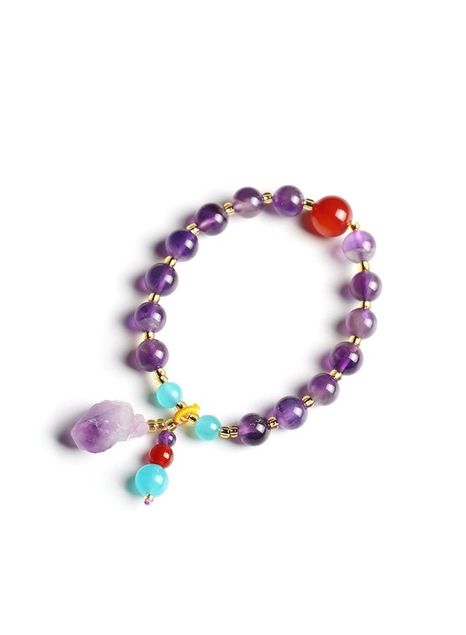 Runyang Natural Amethyst Raw Crystal Bracelet, Unisex Healing Gemstone Jewelry, Unique Spiritual Gift for Women & Men - Image 2
