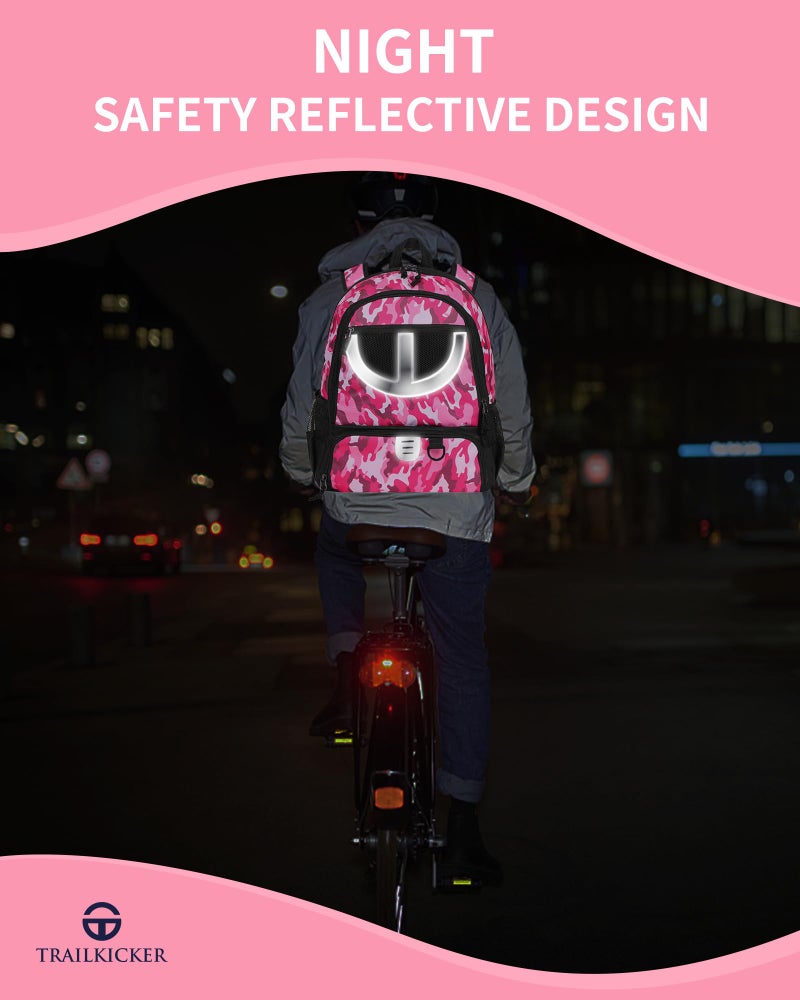 TRAILKICKER Basketball Bag Backpack for Women Men with Ball & Shoes Compartment 30L Capacity Lightweight Breathable Girls Boys Soccer Ball Bag Backpack Fit Volleyball Football Sports Travel School Gym Pink Camo - Image 2