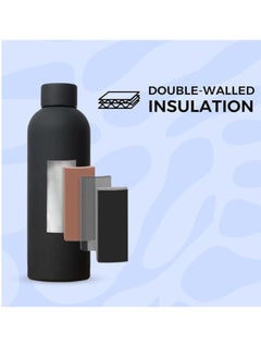 Spaceshoop Vacuum Insulated Water Bottle, Matte Stainless Steel, Hot & Cold Travel Flask 500ml (Black)  - Image 4